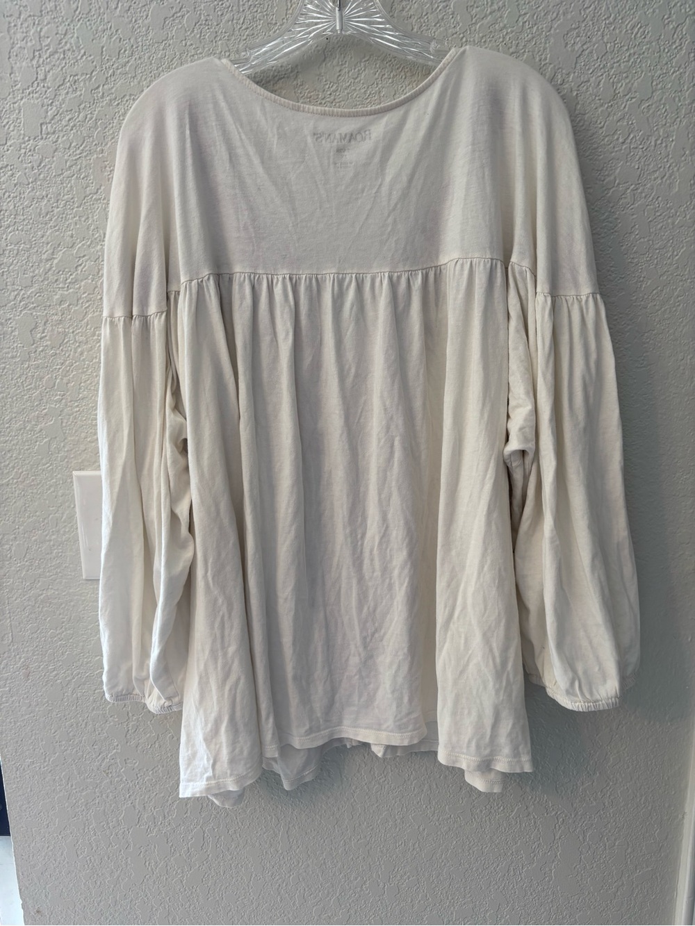 Roaman's White Embroidered Peasant Top with Red Accents made of Cotton. 3X - Picture 2 of 5